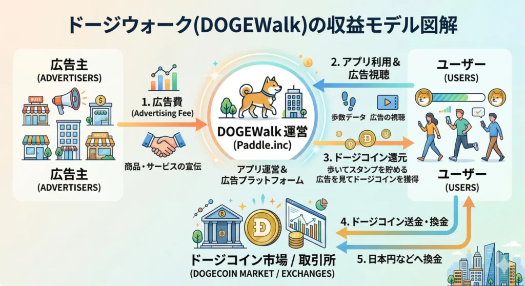 ドージウォーク(DOGEWalk)の収益モデルイメージ画像