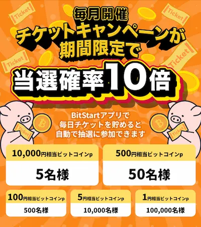 ビットスタート（BitStart）のチケット抽選報酬・スクリーンショット