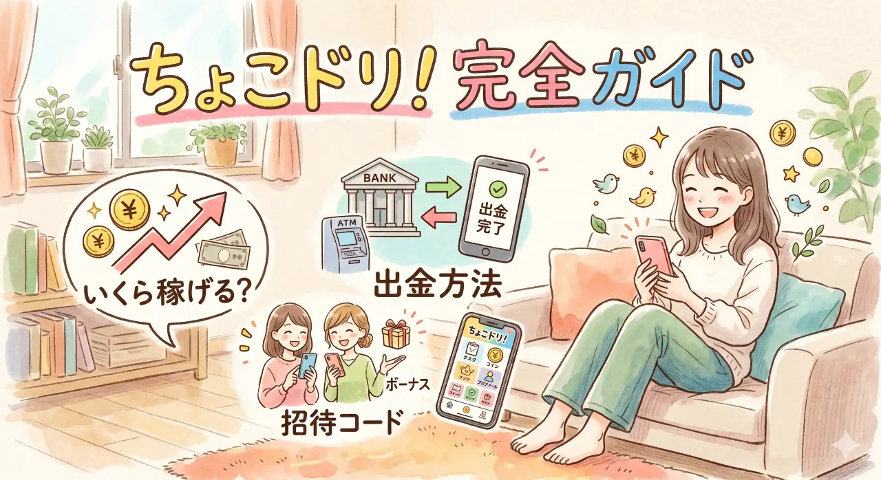 記事「ちょこドリ！完全ガイド｜いくら稼げる？出金方法・招待コード」のアイキャッチ画像